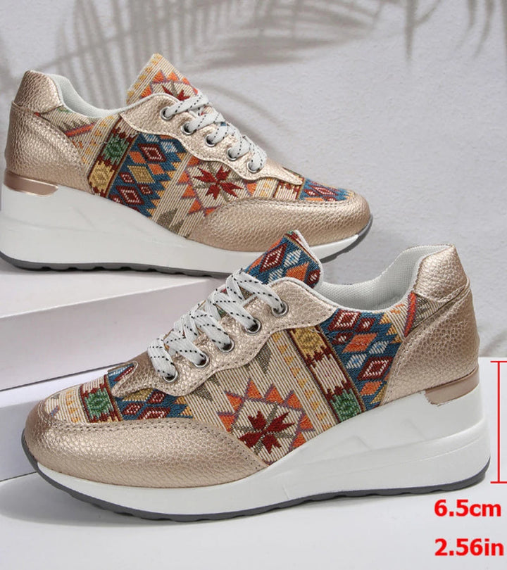 Znaya - Boho Geometric Lace Up Sneakers