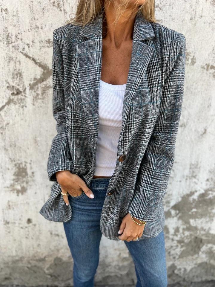 Basia – Stylish Checked Winter Blazer