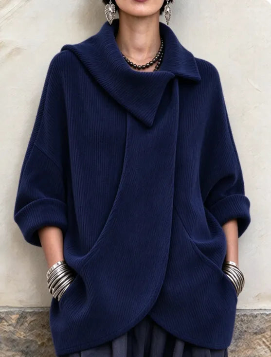 Clarena - Oversized Jacket With Asymmetric Collar and Pockets