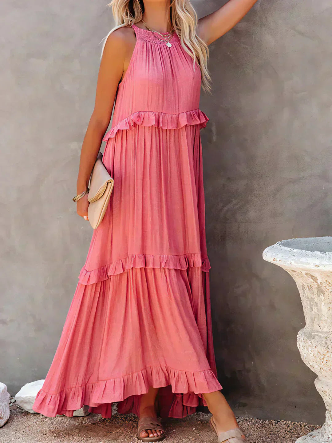 Hayley - Elegent Sleeveless Dress With Ruffle
