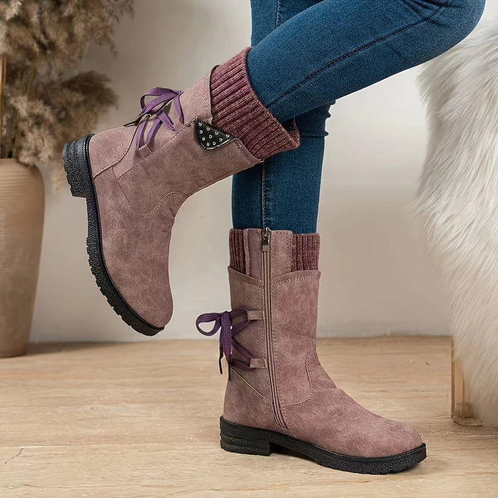 Kaelette - Lace-Up Ankle Boots With Knitted Cuffs