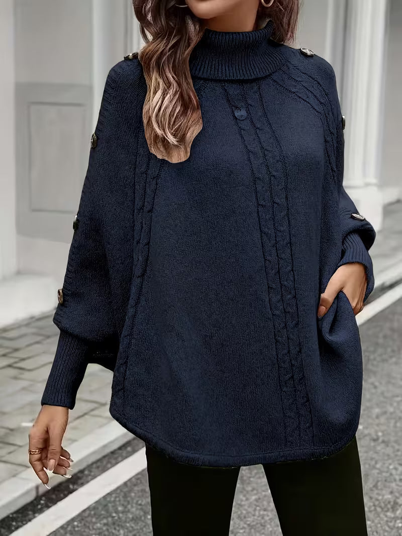 Lolana - High-Neck Sweater With Twisted Style