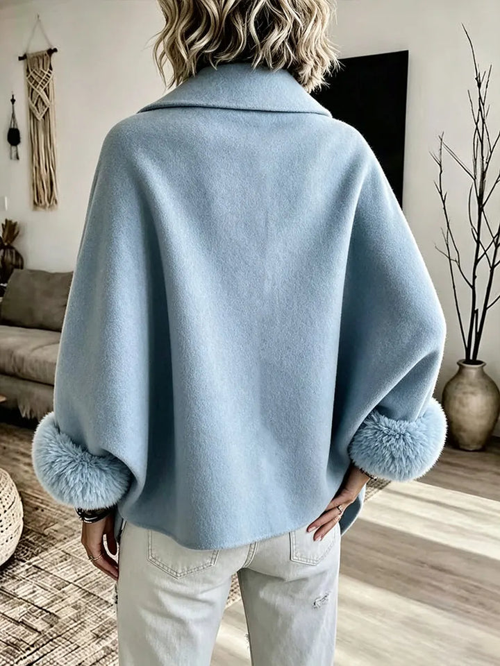 Kalisana - Faux Fur Cuff Asymmetric Wool-Blend Jacket