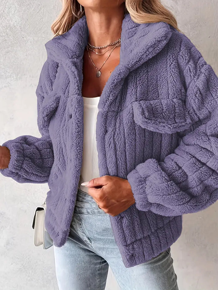 Narin - Casual Teddy Jacket With Faux Pocket