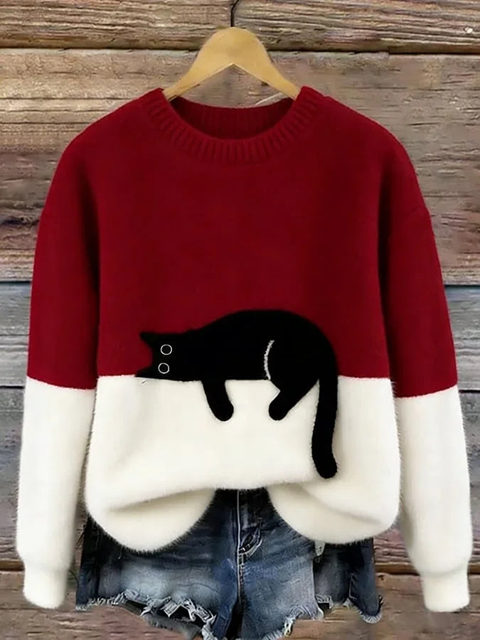 Zaidia – Cozy Knitted Sweater with Cute Cat