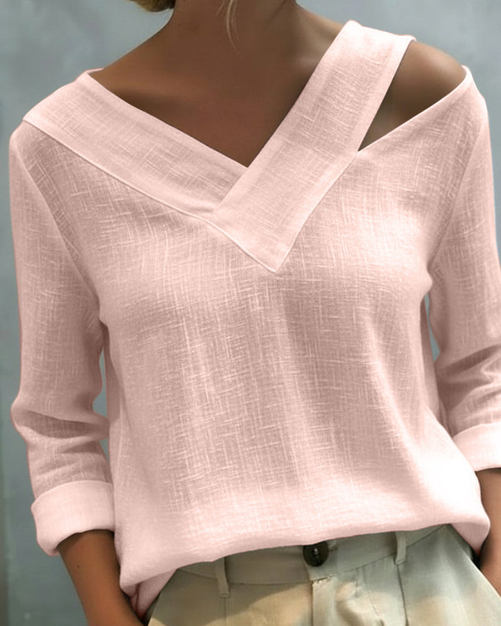 Makeeta - Elegant V-Neck Top With Straps