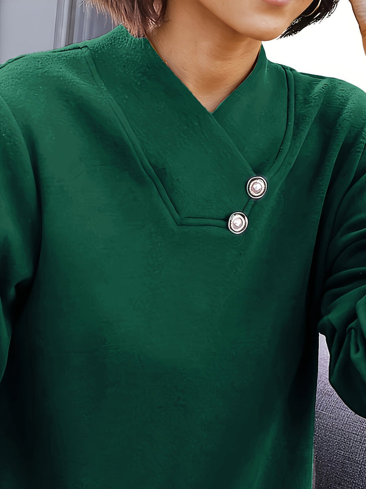 Florette - Casual Long Sleeve V-Neck Collar Top