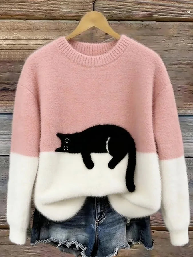 Zaidia – Cozy Knitted Sweater with Cute Cat