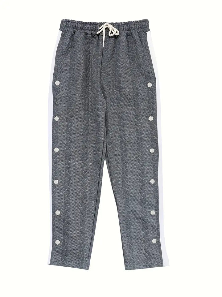 Jonass - Knitted Wide-Leg Trousers with Side Buttons