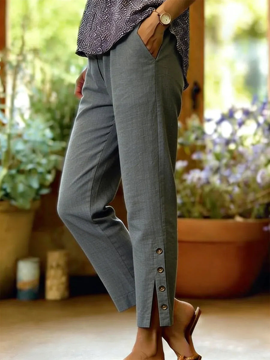Kileza - Casual Loose Fit Trousers With Buttons
