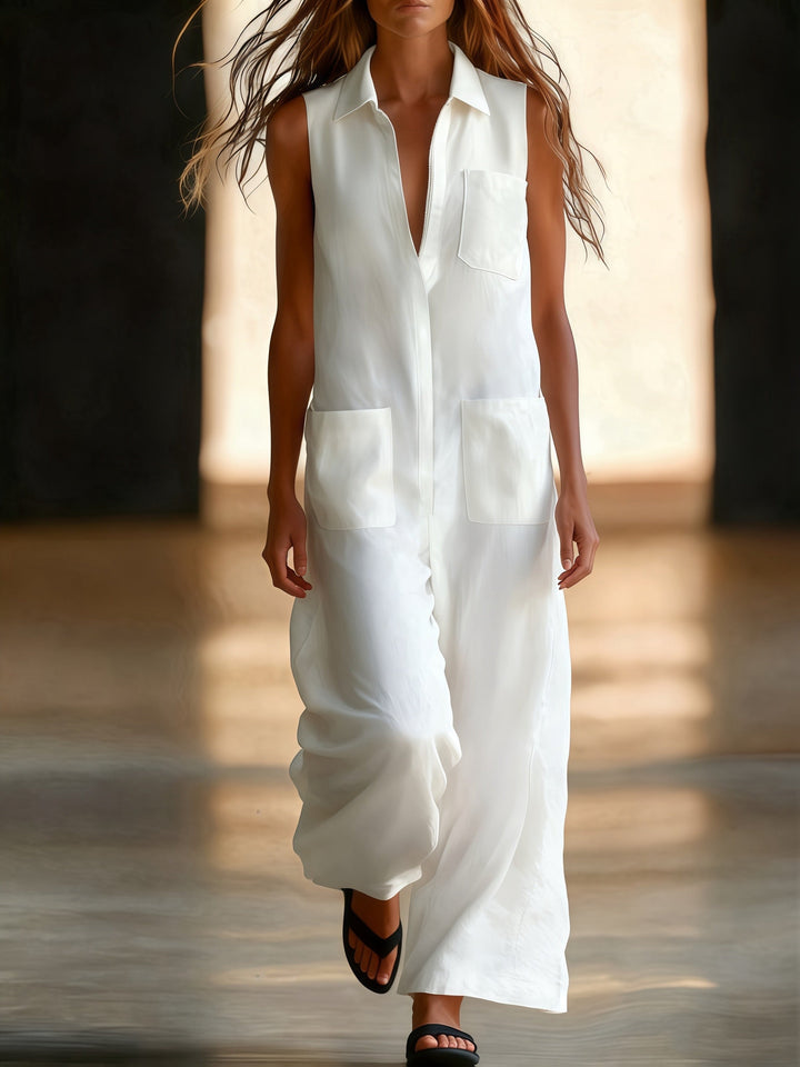 Kristiana - Casual Wide Leg Jumpsuit With Pocket