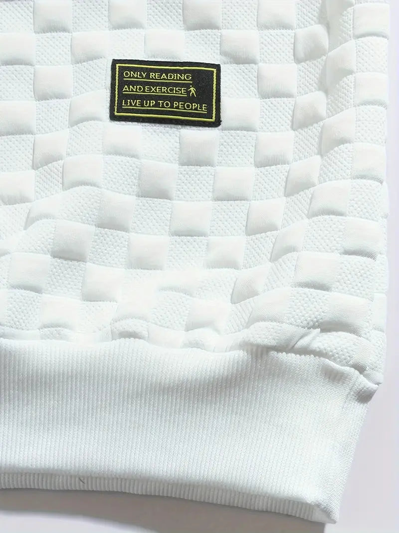 Stafford - Casual Checkered Textured Sweatshirt