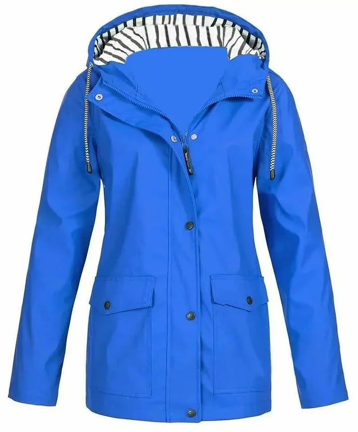 Ilektra - Elegant Long Sleeve Waterproof Hooded Jacket