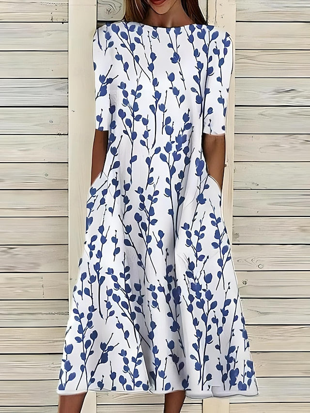 Malgorzata - Summer Midi Dress With Coastal Flowers