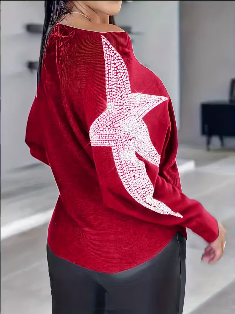 Bernardino - Elegant Long Sleeve Sweater With Star Print