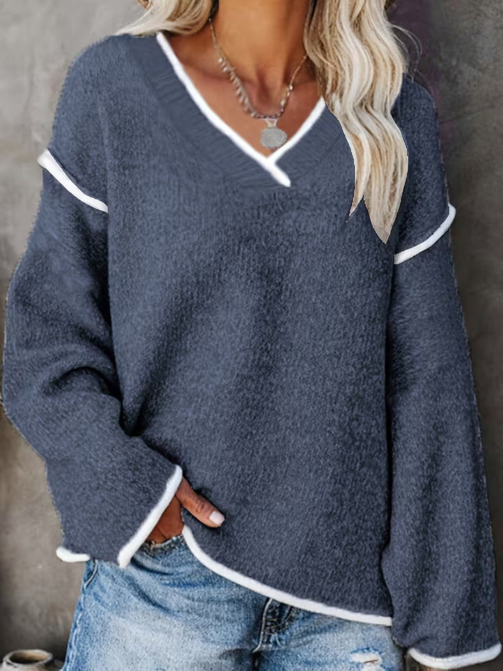 Ginny - Casual Long Sleeve And V-Neck Sweater