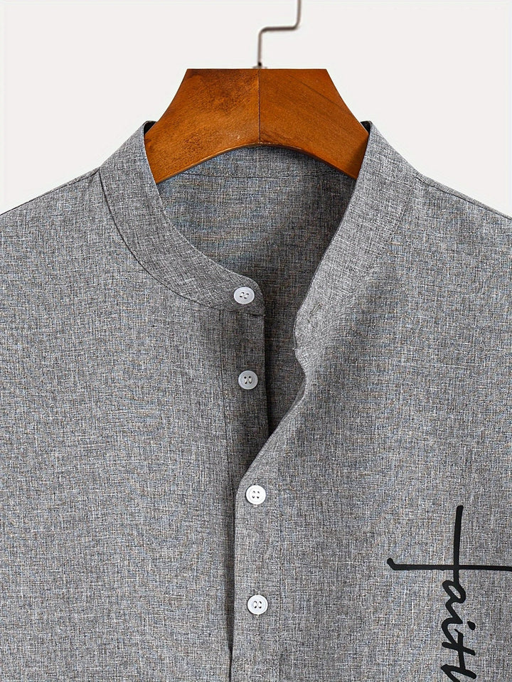 Elliott - Elegant Short Sleeve Shirt With Stand Collar