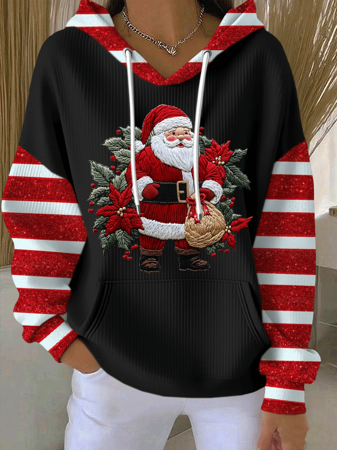 Kathryn - Santa Claus Print Hooded Sweatshirt