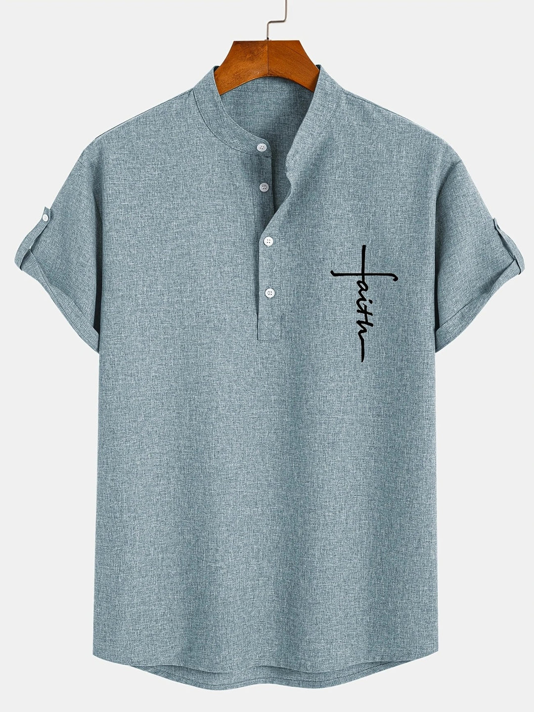 Elliott - Elegant Short Sleeve Shirt With Stand Collar
