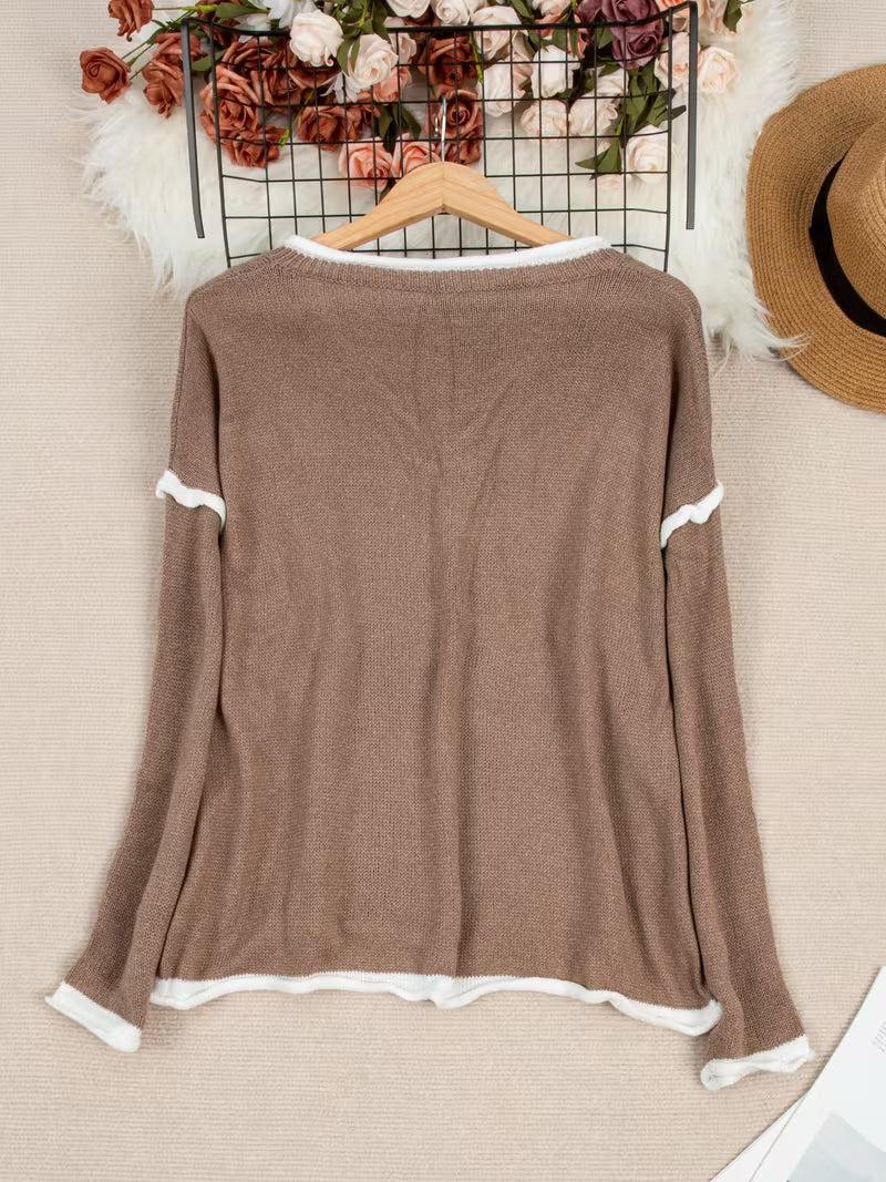 Ginny - Casual Long Sleeve And V-Neck Sweater