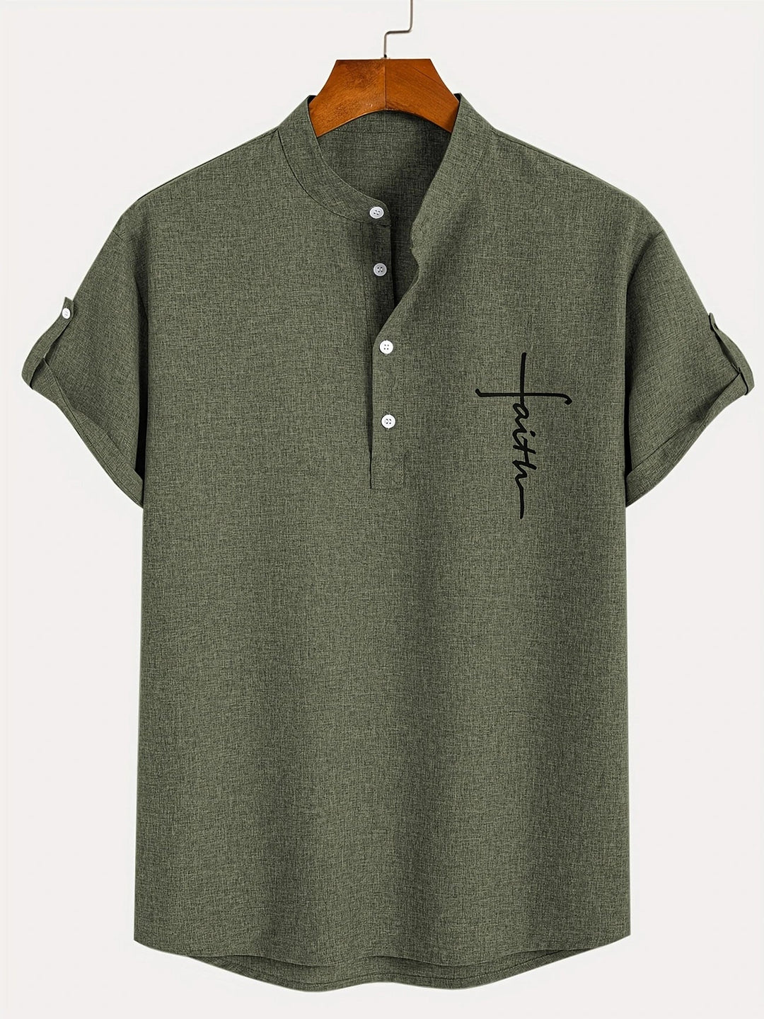 Elliott - Elegant Short Sleeve Shirt With Stand Collar