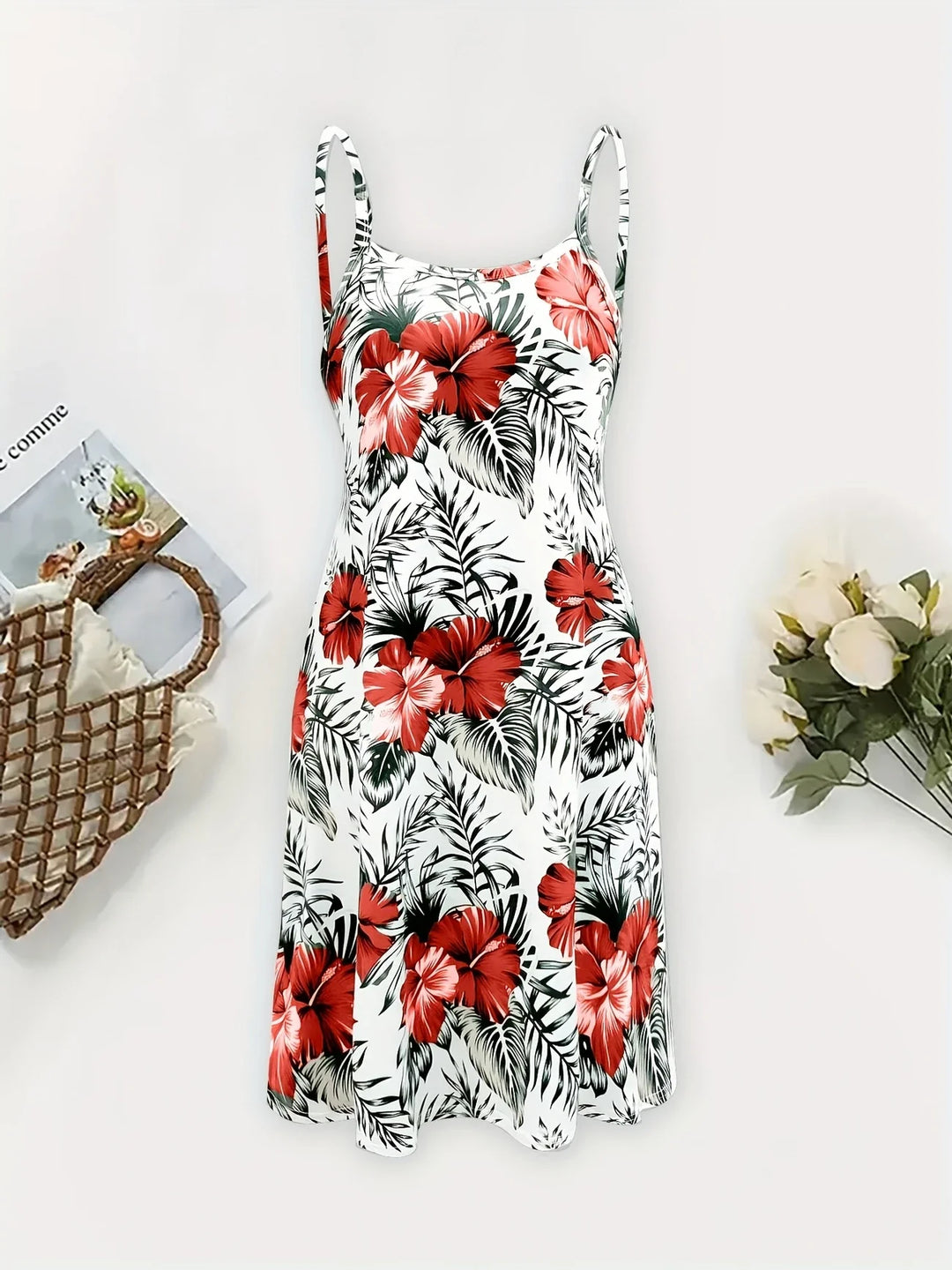 Elfi - Leaf Printed Sleeveless Dress