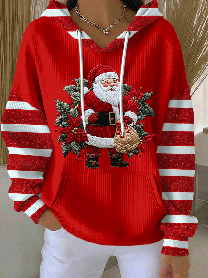 Kathryn - Santa Claus Print Hooded Sweatshirt