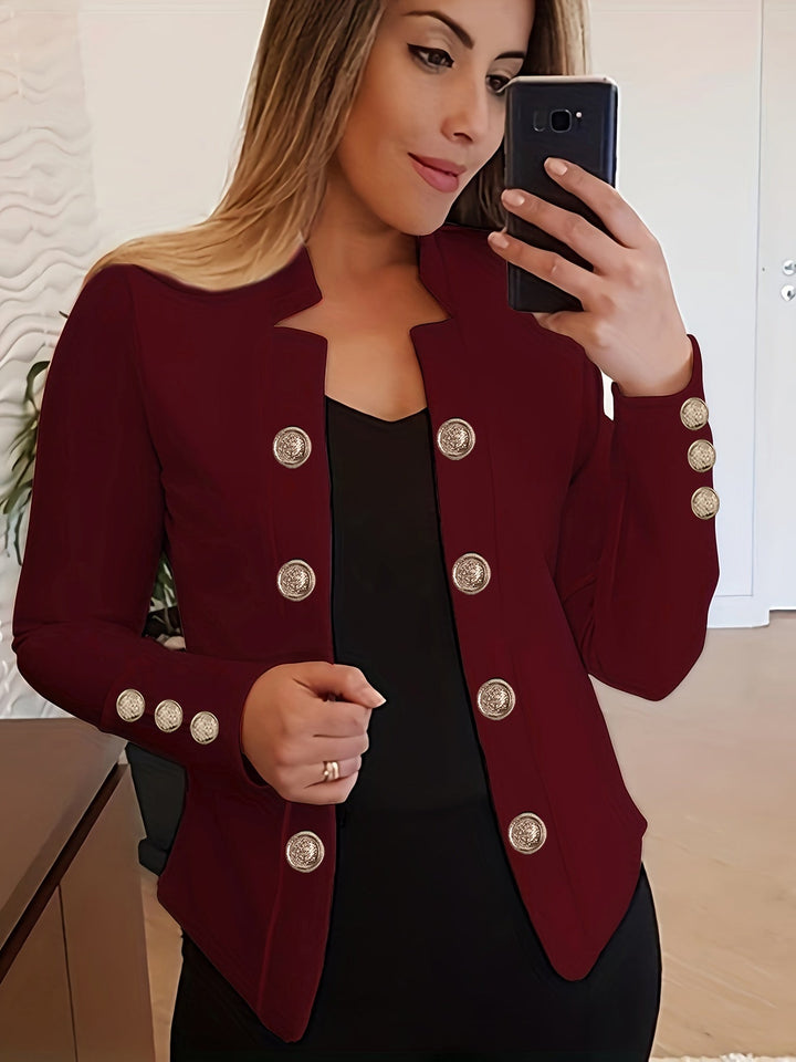 Neriuva - Front Double Breasted Cuff Long Sleeve Blazer