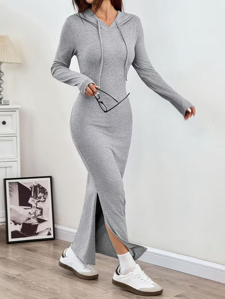 Valeia - Long Sleeve Maxi Dress With Hood