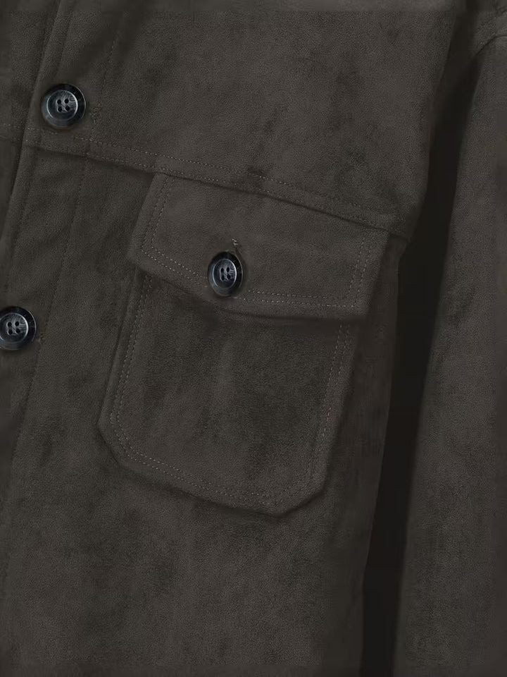Lucrira - Suede Jacket With Dual Front Pockets