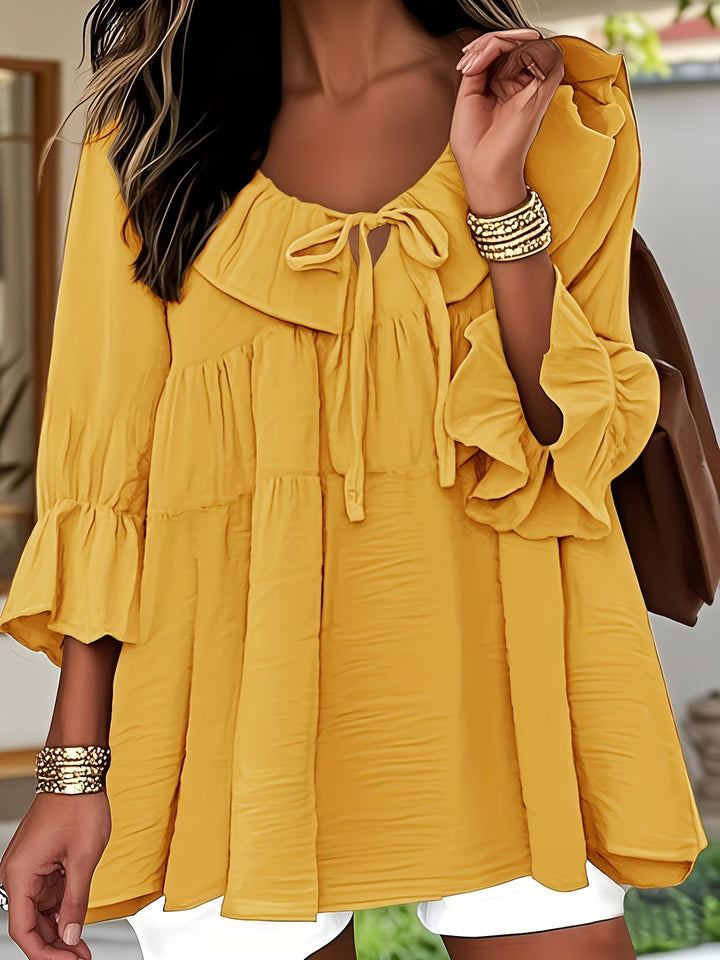 Garbine - Elegant Ruffle Neck Blouse