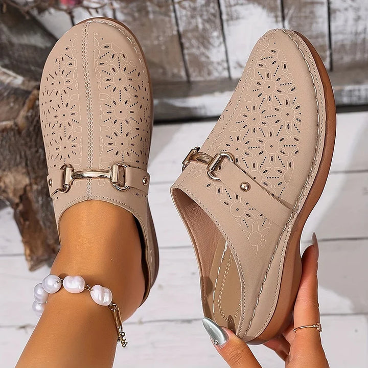 Hailen - Casual Floral Slip-On Loafer Mules