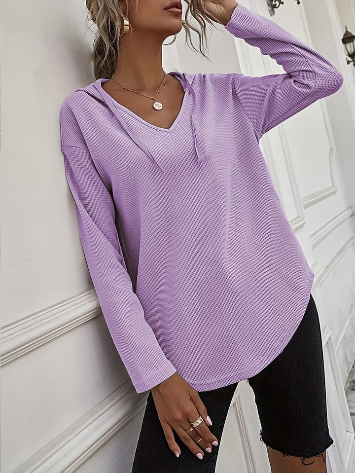 Laurette - Long Sleeve V Neck Hoodie
