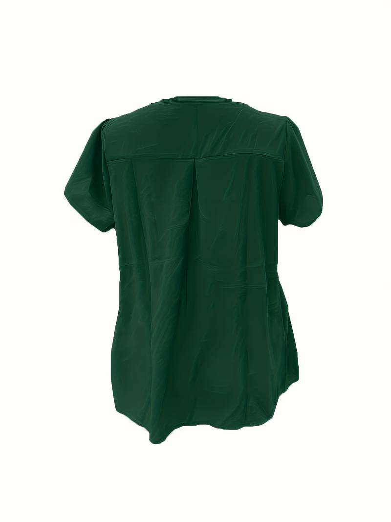 Thilakshi - Ruffle Short Sleeve Blouse With Single Button