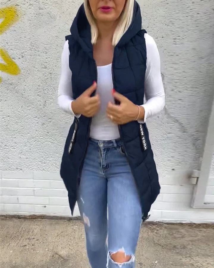 Laruna - Sleeveless Padded Coat With Zipper