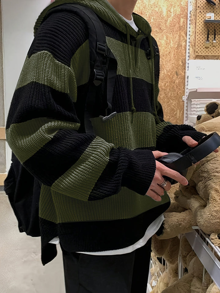 Tenzin - Oversized Striped Knitted Hoodie