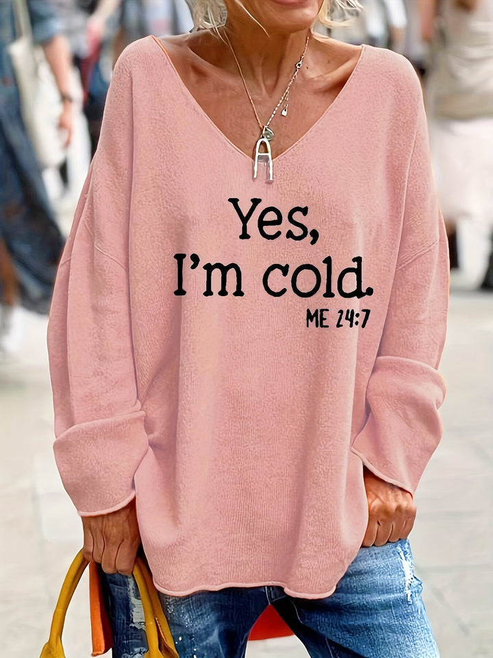 Katey - Casual Long Sleeve Sweater With Print