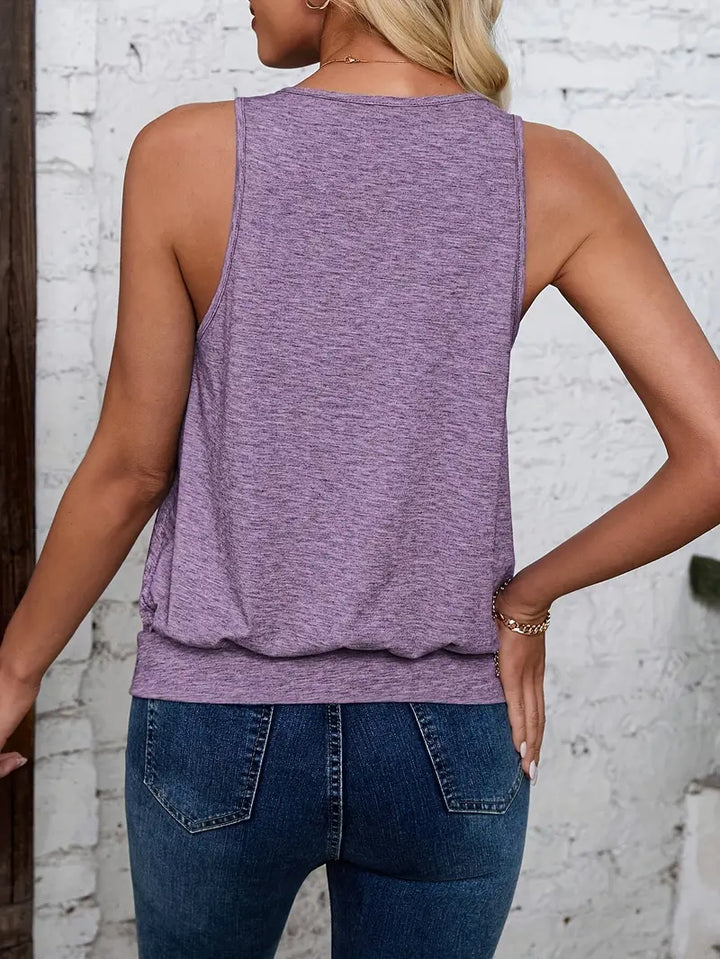 Afroditi - Casual V-Neck Knit Tank Top