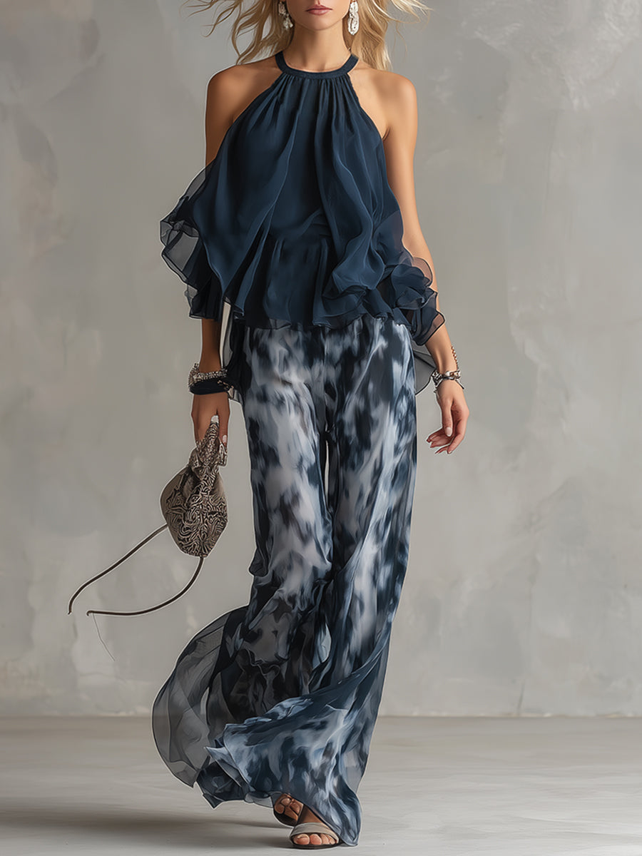 Shylla - Elegant Chiffon Two-Piece Set