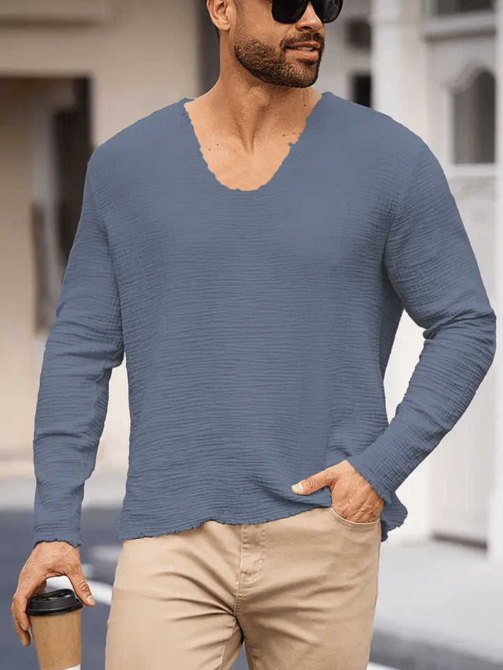 Demetrio - Casual Comfy Long Sleeve Shirt With V-Neck