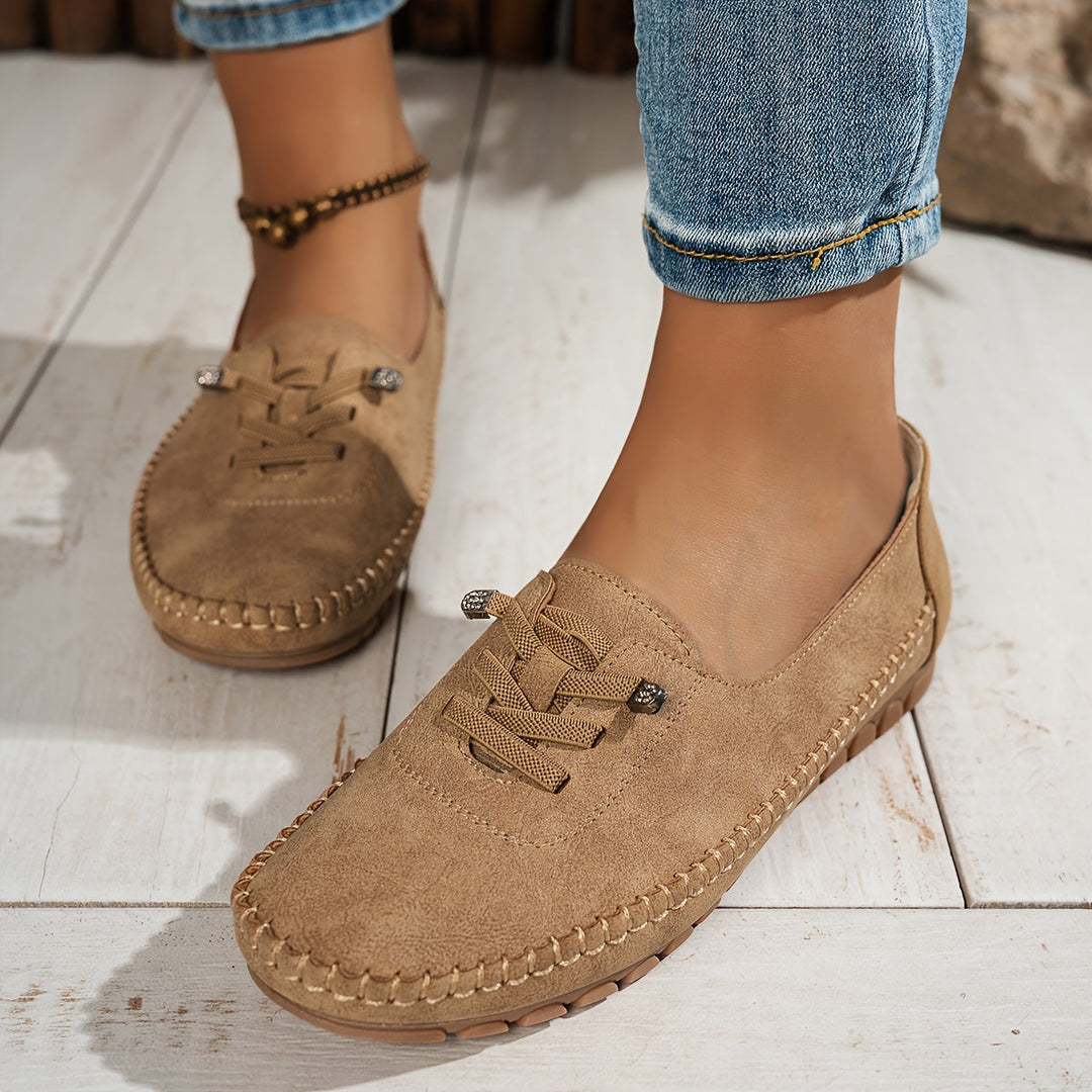 Zakiya - Comfortable Suede Lace-Up Loafers