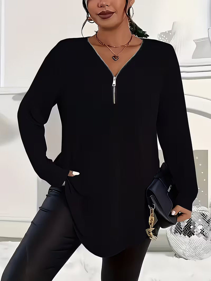 Liorah - Elegant Long Sleeve Zip-Up Shirt
