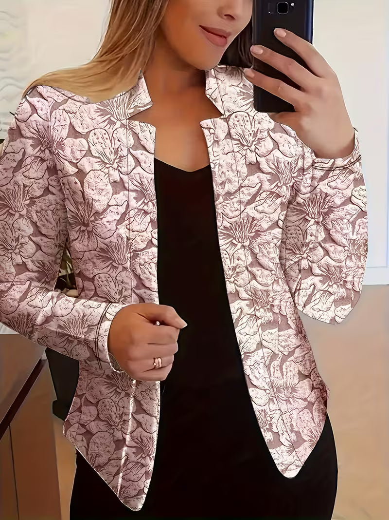 Zaneyora - Floral Print Long Sleeve Blazer