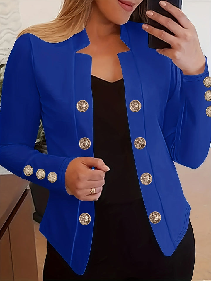 Neriuva - Front Double Breasted Cuff Long Sleeve Blazer