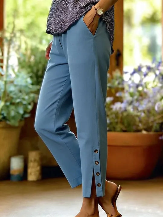 Kileza - Casual Loose Fit Trousers With Buttons