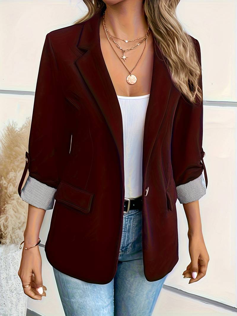 Galiah - Elegant Double Breasted Blazer With Lapel Collar