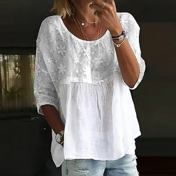 Viviane - Blouse With Embroidered Floral Patchwork