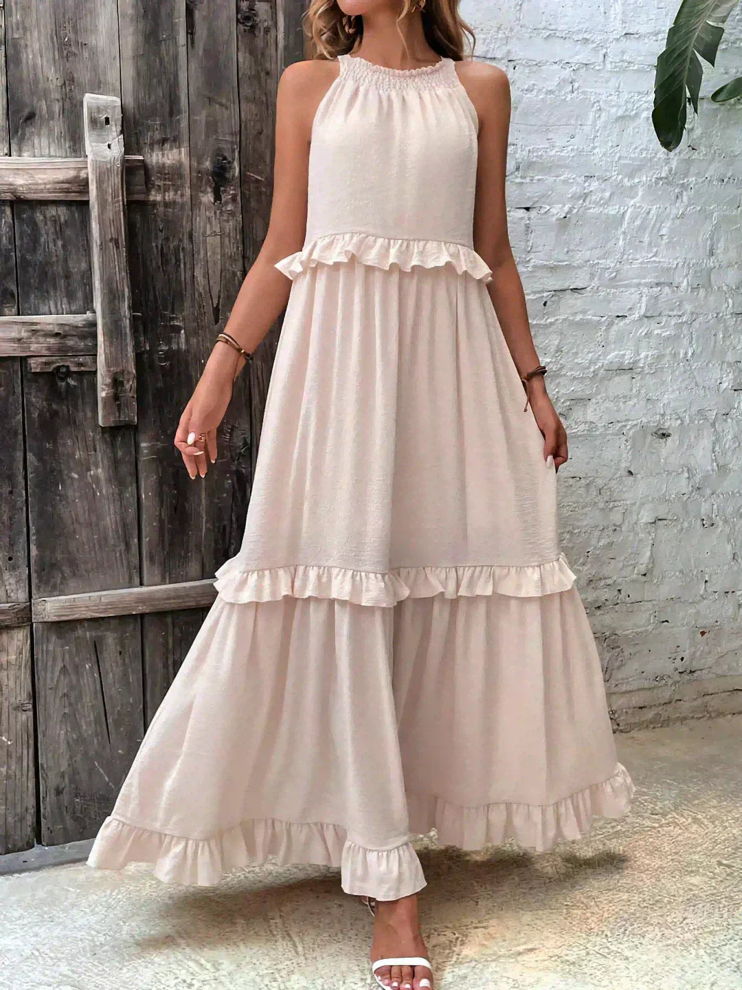 Hayley - Elegent Sleeveless Dress With Ruffle