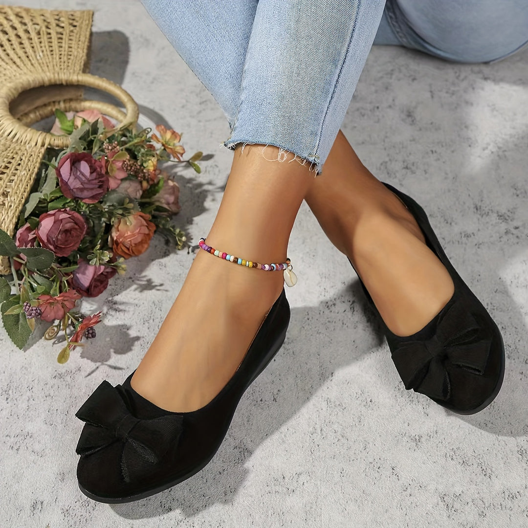 Camiiana - Breathable Non-slip Loafers With Bowtie