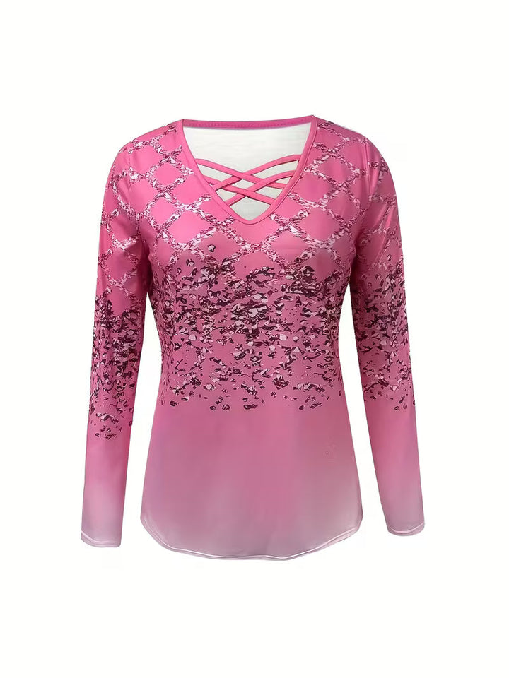 Karita - Casual V-Neck And Long Sleeve Blouse